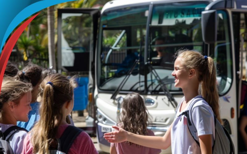 Students walking towards the coach, budget-friendly coach hire, May 2024, UK